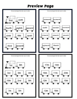 Train Ordinal Numbers Cut Out Worksheets by Teacheractivitymaker