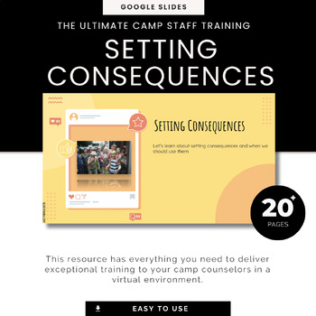 Preview of Training for Camp Counselors, Setting Consequences Training, EDITABLE