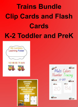 Preview of Trains Bundle, Clip Cards, Flash Cards, interactive Montessori busy work