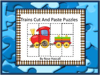 Preview of Train Cut and Paste Puzzles - Scissor Practice and Fine Motor Skills Activity