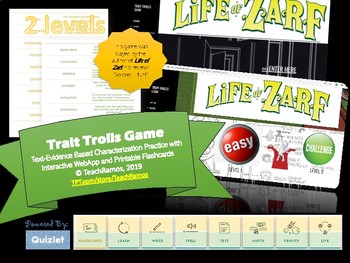 Preview of Trait Trolls Characterization Text Analysis Game/WebApp