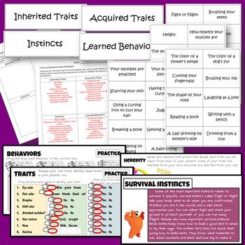 Traits/Heredity Bundle (Inherited/Acquired Traits-Instincts/Learned ...