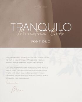 Preview of Tranquilo Monoline Boho Font |  Timeless Classic for Modern Design