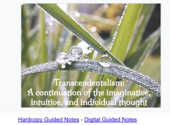 Preview of Transcendentalism Introduction Presentation and Guided Notes: Hardcopy & Digital