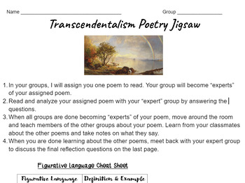 Preview of Transcendentalism Poetry Jigsaw