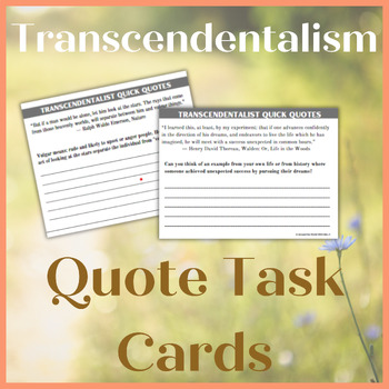 Preview of Transcendentalism Quotes Task Cards; Transcendentalism Warmups
