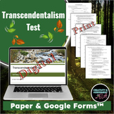 Transcendentalism Unit Test | Emerson & Thoreau | Print & 