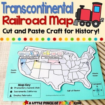 Preview of Transcontinental Railroad Map Craft for Kids US History / Industrial Revolution