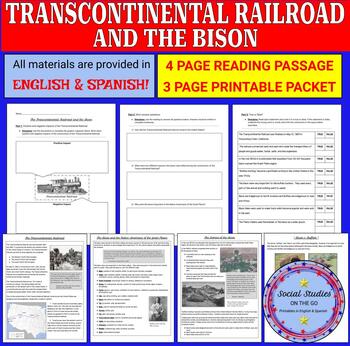 Preview of Transcontinental Railroad & the Bison/buffalo printable packet (English/Spanish)