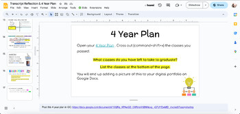Preview of Transcript Reflection + 4 Year Plan
