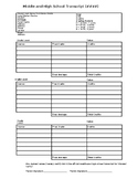 Transcript Template for Middle and High School in 1 page(E