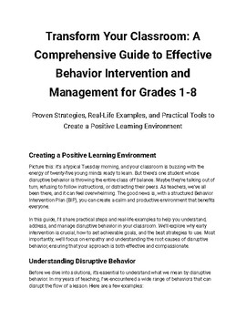 Preview of Transform Your Classroom: Behavior Intervention for Grades 1-8