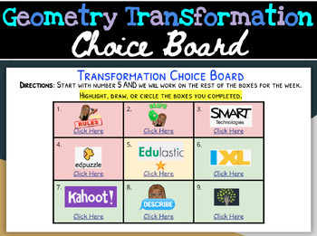Preview of Transformation Choice Board Template