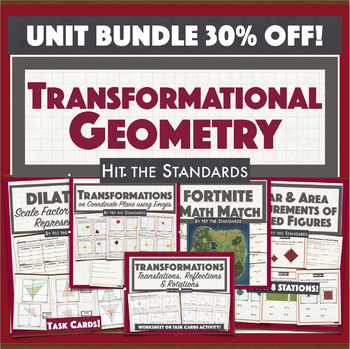 Preview of Transformation Geometry Unit 7 BUNDLE Dilation Translation Rotate Reflect 30%OFF