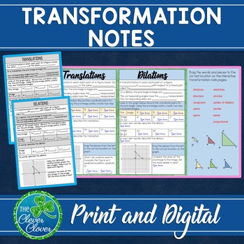 Preview of Transformation Notes - Print and Digital - Google Slides