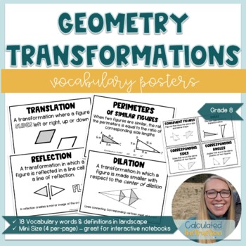 Preview of Transformation Math Vocabulary Posters