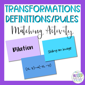 Preview of Transformation Rules and Definitions Flashcards Matching Activity for 8th Grade