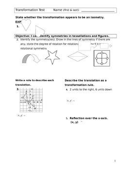 Preview of Transformation Test Question Bank