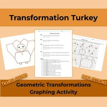 Preview of Transformation Turkey Graphing Activity (Thanksgiving) -- Translate & Reflect