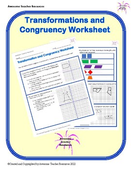 Preview of Transformation and Congruency Worksheet