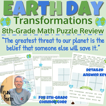 Preview of Transformations 8th grade math - Earth Day Puzzle Review