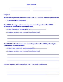 Preview of Transformations Activity - group & individual tasks (rotations & reflections)