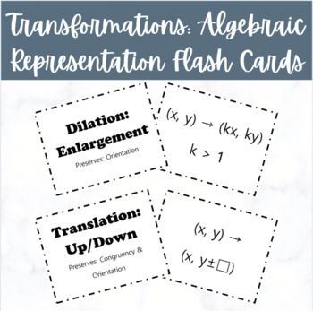 Preview of Transformations: Algebraic Representation Flash Cards