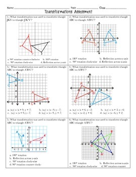 Preview of Transformations Assessment ~ 8th Grade Math