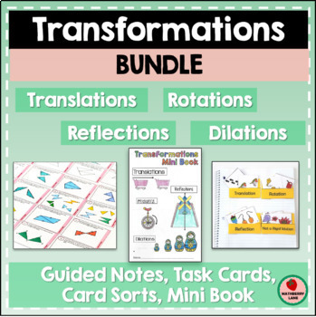 Preview of Transformations BUNDLE Rigid Motions and Similarity Notation Practice Stations