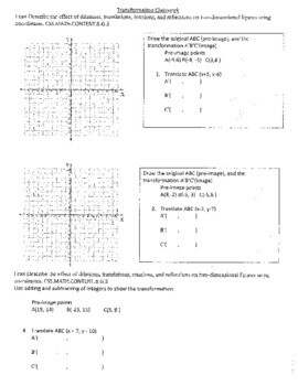 Preview of Transformations: Classwork, Homework and 2 Assessments, w/Solutions! Full Unit.