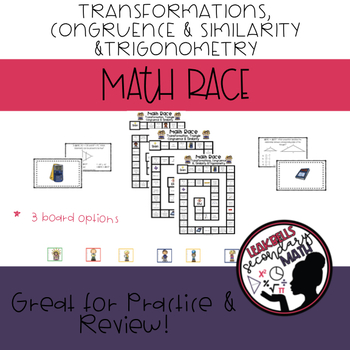 Preview of Math Race: Transformations, Congruence, Similarity, and Trig Review