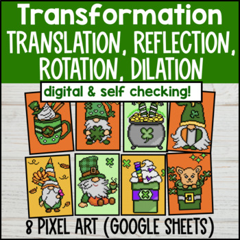 Preview of Rigid Transformations Digital Pixel Art BUNDLE | Spring 8th Grade Math