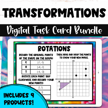 Preview of Transformations Digital Task Card Geometry Bundle - Rotation Reflection Dilation