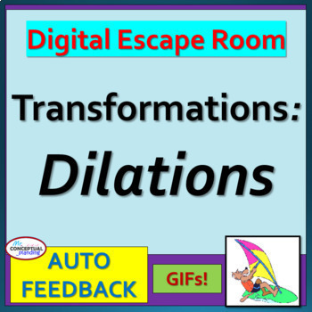 Preview of Transformations - Dilations - Digital Math Geometry Escape Room Review Activity