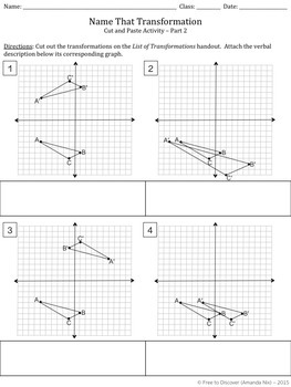 geometric transformations worksheet and cut and paste activity tpt