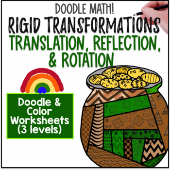 Preview of Transformations | Doodle Math Color by Number Worksheets | St. Patrick's Day