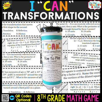 Preview of 8th Grade Math Game | Transformations