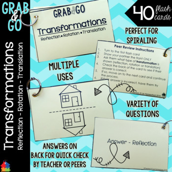 Preview of Transformations Grab & Go Flash Cards [Rotation, Reflection, Translation]