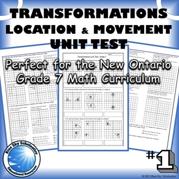 Preview of Transformations Grade 7 Unit Test - Summative Assessment - Ontario Curriculum