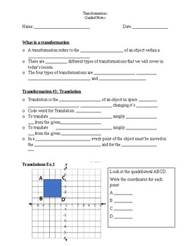 Preview of Transformations Guided Notes