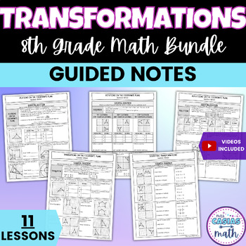 Preview of Transformations Guided Notes Lessons BUNDLE - 8th Math Pre-Algebra