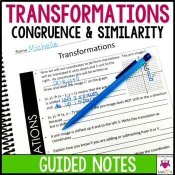 Preview of Transformations Guided Notes | Geometric Transformations Notes