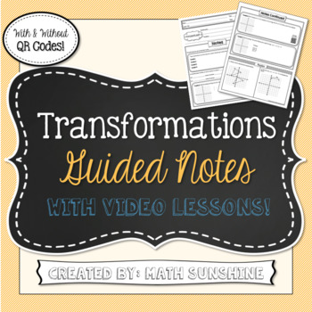 Preview of Transformations Guided Notes with Video Lessons (Geometry Unit 1) Common Core