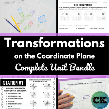 Preview of Transformations Hands On Activities, Practice, Project, and Assessments BUNDLE