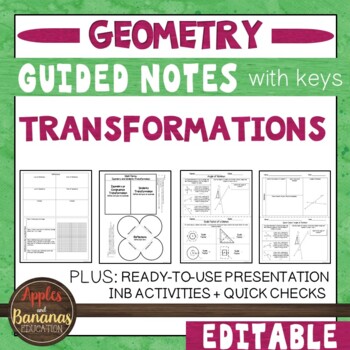 Preview of Transformations - Guided Notes, Presentations, and INB Activities