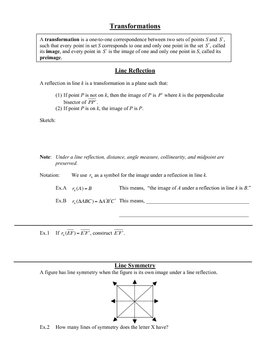 Transformations: Line Reflection and Symmetry Worksheet by Mary Oakes
