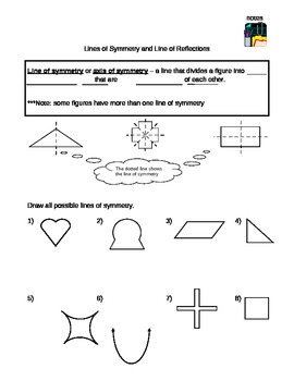 Preview of Transformations: Lines of symetry and line reflections Guided Notes