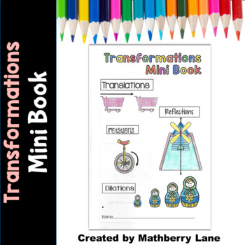 Preview of Transformations Mini Book Reflection Rotation Translation Dilation