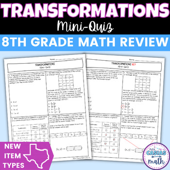 Preview of Transformations Mini Quiz | STAAR New Question Types | 8th Grade Math Review