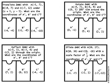 Mixed Transformations Cut, Paste, Solve, Match Puzzle Activity | TpT